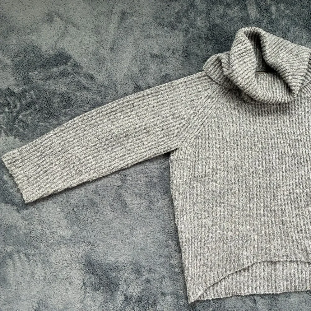 J. Crew Point Sur Ribbed Chunky Turtleneck Mohair Wool Blend Sweater Small